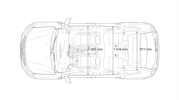 Renault DUSTER - Front end of vehicle with dimension arrows